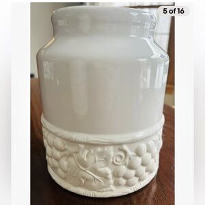 Arthur Court Canister Grape Vine 2004 White Porcelain - NO TOP